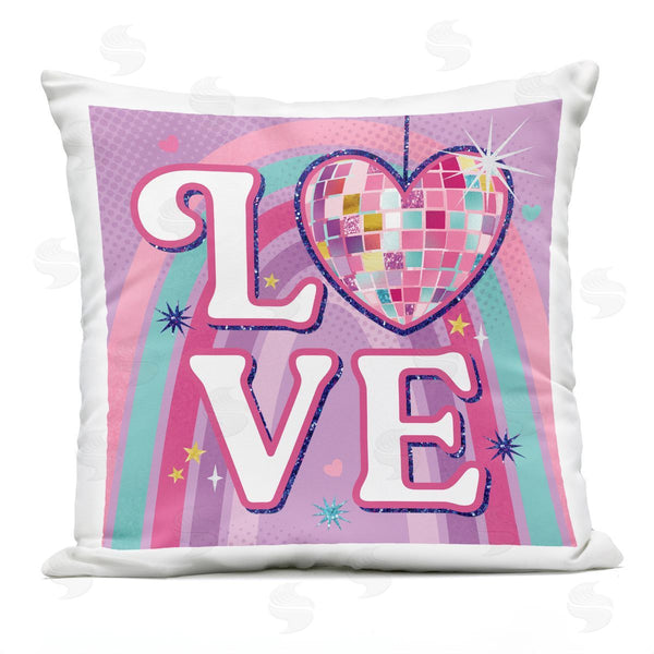 Stupell Industries Courtney Morgenstern | Love Disco Heart Rainbow Printed Throw Pillow