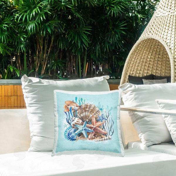 Stupell Industries Courtney Morgenstern | Seashell Still Life Printed Throw Pillow