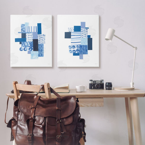 Stupell Industries Courtney Prahl | Blue Patchwork Patterns Abstract Squares Wall Art