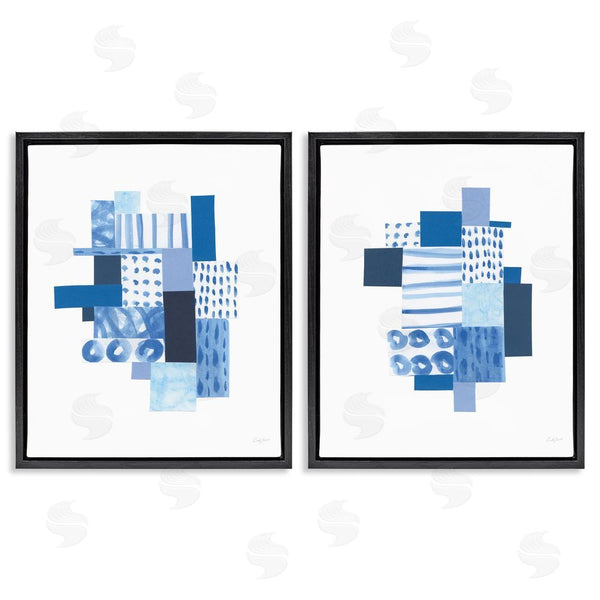 Stupell Industries Courtney Prahl | Blue Patchwork Patterns Abstract Squares Wall Art