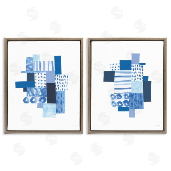Stupell Industries Courtney Prahl | Blue Patchwork Patterns Abstract Squares Wall Art