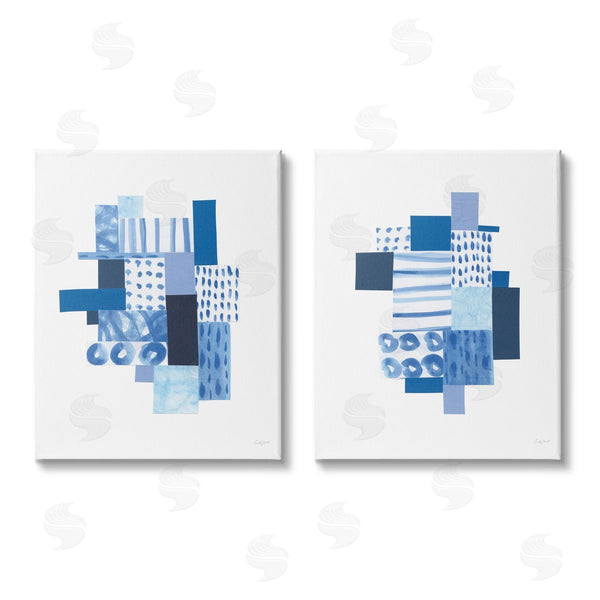 stupell industries Courtney Prahl | Blue Patchwork Patterns Abstract Squares Wall Art