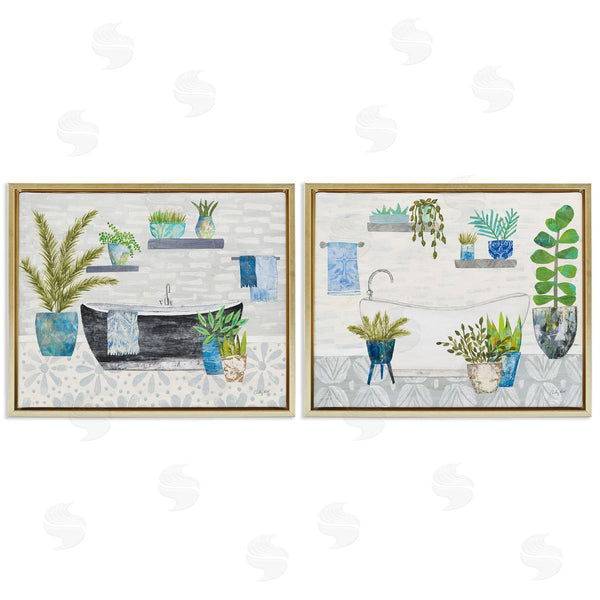 Stupell Industries Courtney Prahl | Charming Botanical Bathroom Wall Art