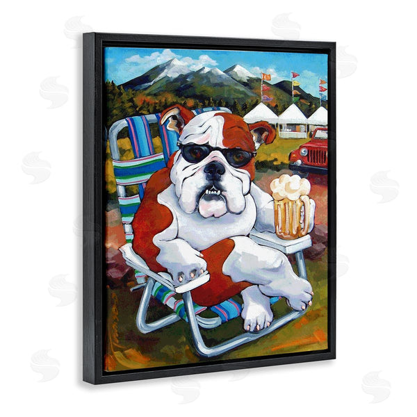Stupell Industries CR Townsend | Bulldog Drinking Beer Mountainside Pet Dog Festival Scene Wall Art