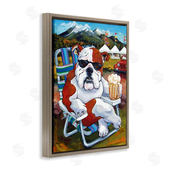 Stupell Industries CR Townsend | Bulldog Drinking Beer Mountainside Pet Dog Festival Scene Wall Art