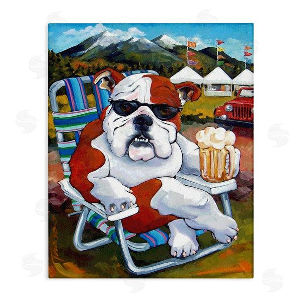 stupell industries CR Townsend | Bulldog Drinking Beer Mountainside Pet Dog Festival Scene Wall Art
