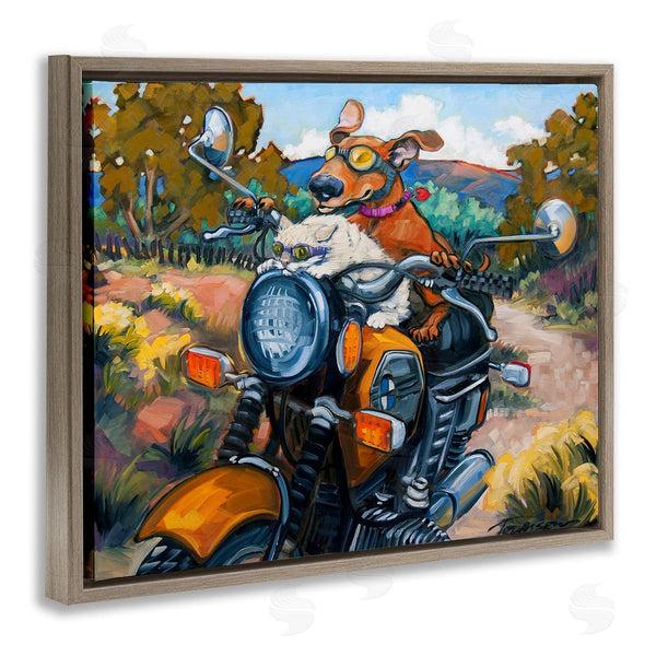 Stupell Industries CR Townsend | Cat & Dog On Motorcycle Wall Art