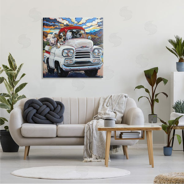 Stupell Industries CR Townsend | Cattle Dogs Driving Rustic Truck Southwestern Farm Cow Wall Art