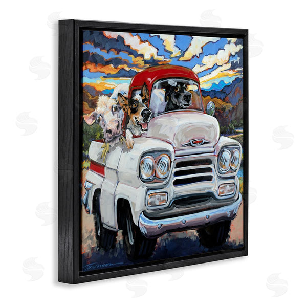 Stupell Industries CR Townsend | Cattle Dogs Driving Rustic Truck Southwestern Farm Cow Wall Art