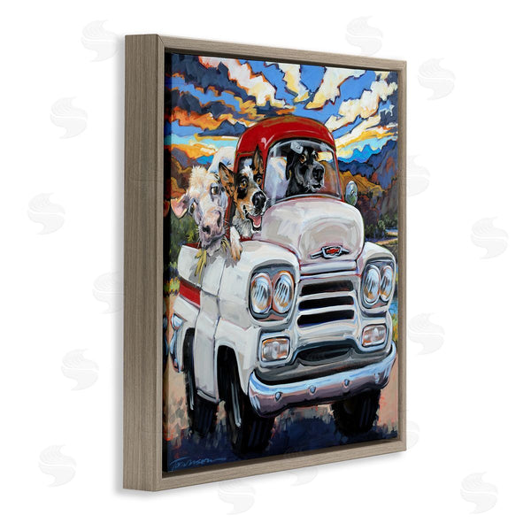 Stupell Industries CR Townsend | Cattle Dogs Driving Rustic Truck Southwestern Farm Cow Wall Art