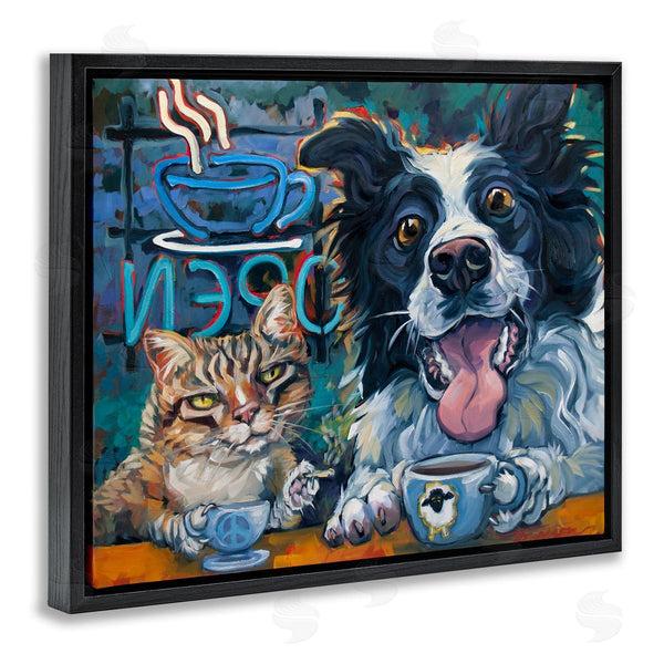 Stupell Industries CR Townsend | Coffee Shop Pets Cat Dog Open Diner Counter Wall Art