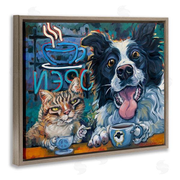 Stupell Industries CR Townsend | Coffee Shop Pets Cat Dog Open Diner Counter Wall Art