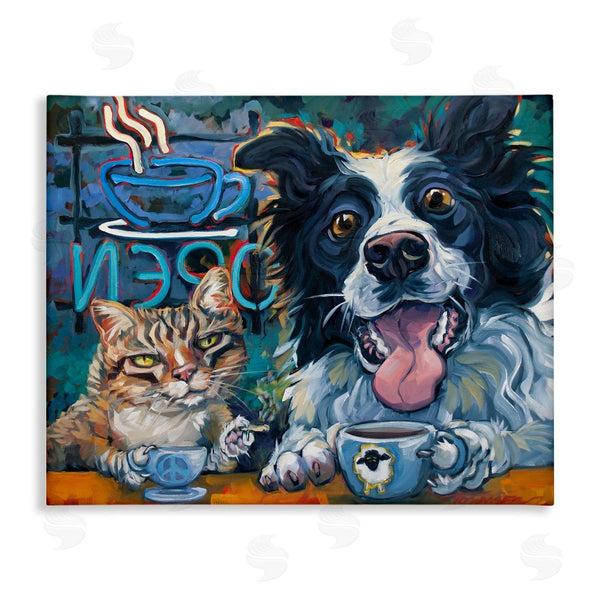 stupell industries CR Townsend | Coffee Shop Pets Cat Dog Open Diner Counter Wall Art
