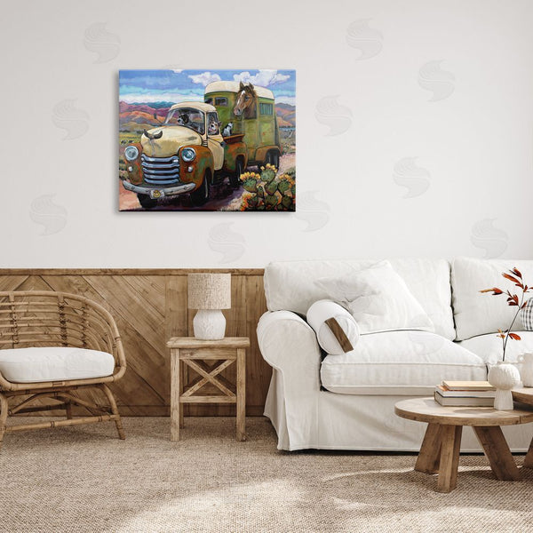 Stupell Industries CR Townsend | Dogs Driving Vintage Rustic Truck With Horse Trolley Wall Art