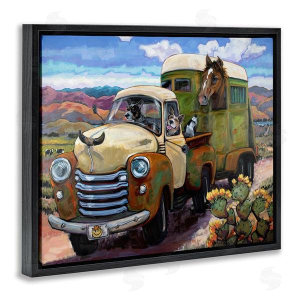 Stupell Industries CR Townsend | Dogs Driving Vintage Rustic Truck With Horse Trolley Wall Art