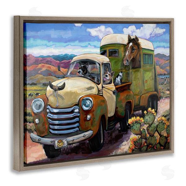 Stupell Industries CR Townsend | Dogs Driving Vintage Rustic Truck With Horse Trolley Wall Art