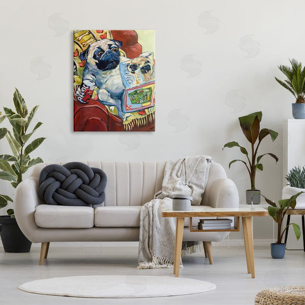 Stupell Industries CR Townsend | Funny Pet Pug Reading Magazine City Dog Centerfold Wall Art