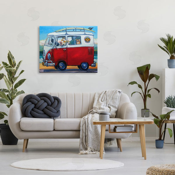 Stupell Industries CR Townsend | Pets On Vacation Minibus Wall Art