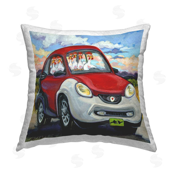 Stupell Industries CR Townsend | Road Trip Chickens Printed Throw Pillow