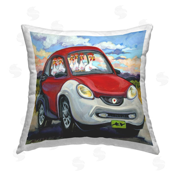 stupell industries CR Townsend | Road Trip Chickens Printed Throw Pillow