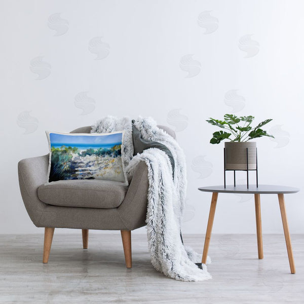 Stupell Industries Craig Trewin Penny | Beach Steps In Robe Throw Pillow