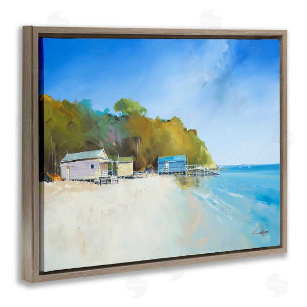 Stupell Industries Craig Trewin Penny | Boat Shacks On Sandy Coast Beach Line