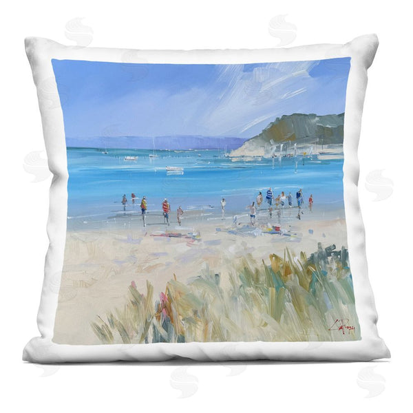 stupell industries Craig Trewin Penny | Summer Sorrento Beachgoers Throw Pillow