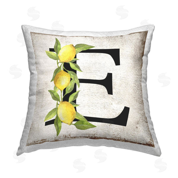Stupell Industries Creatif Belle | E With Lemon Letter Printed Throw Pillow