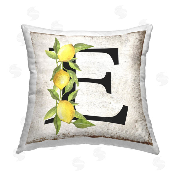 stupell industries Creatif Belle | E with Lemon Letter Printed Throw Pillow