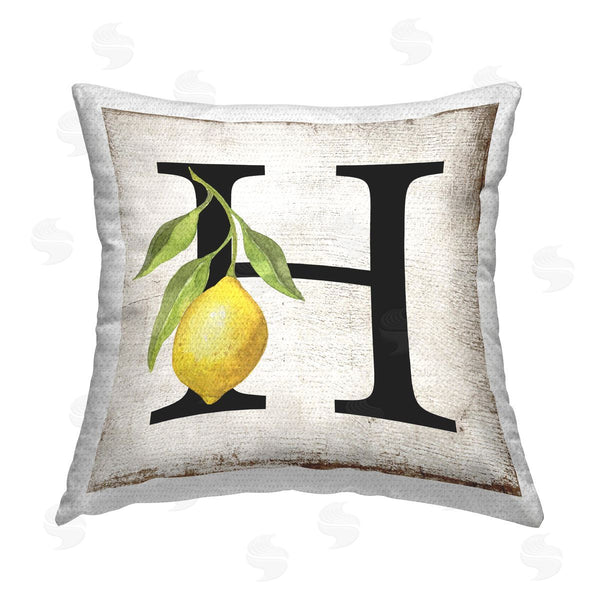 Stupell Industries Creatif Belle | H With Lemon Letter Printed Throw Pillow