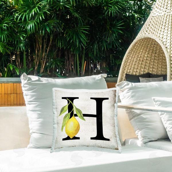 Stupell Industries Creatif Belle | H With Lemon Letter Printed Throw Pillow