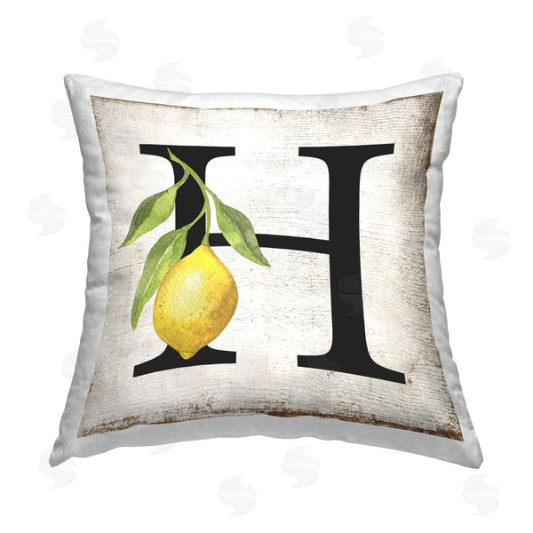 stupell industries Creatif Belle | H with Lemon Letter Printed Throw Pillow
