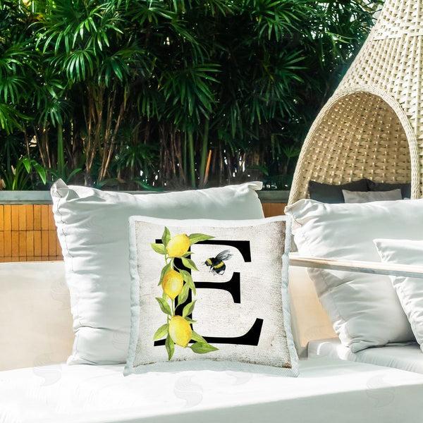 Stupell Industries Creatif Belle | Lemon & Bee E Letter Printed Throw Pillow