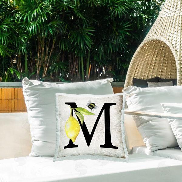 Stupell Industries Creatif Belle | Lemon & Bee M Letter Printed Throw Pillow
