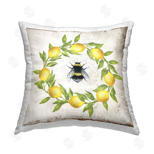stupell industries Creatif Belle | Lemon & Bee Wreath Printed Throw Pillow