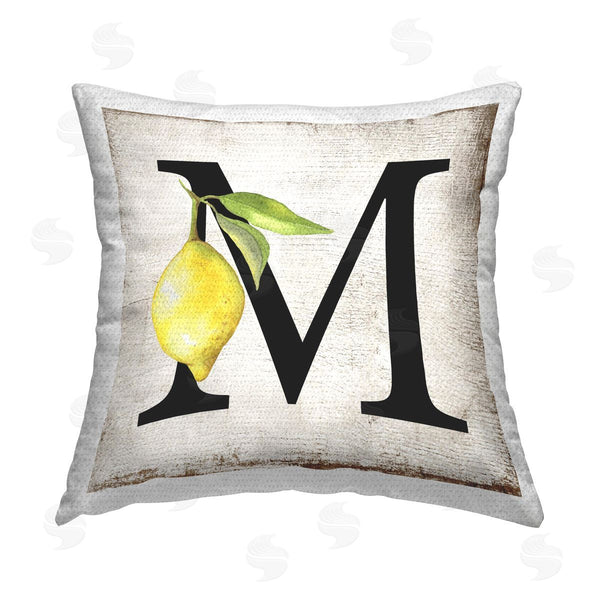 Stupell Industries Creatif Belle | M With Lemon Letter Printed Throw Pillow