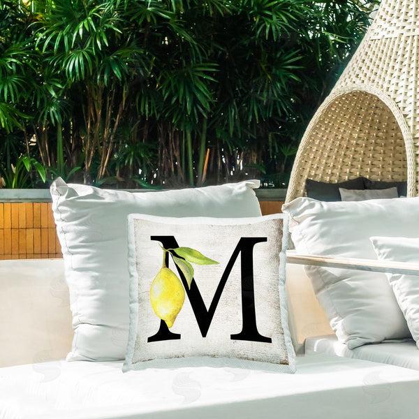 Stupell Industries Creatif Belle | M With Lemon Letter Printed Throw Pillow