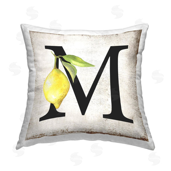 stupell industries Creatif Belle | M with Lemon Letter Printed Throw Pillow
