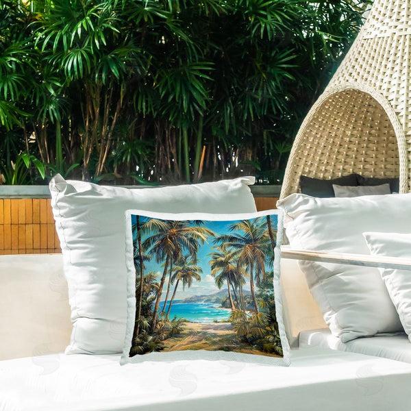 Stupell Industries Creative Studio | Beach Pathway Palm Reflections Printed Throw Pillow