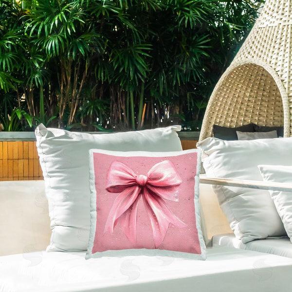 Stupell Industries Creative Studio | Big Pink Bow With Speckles Printed Throw Pillow