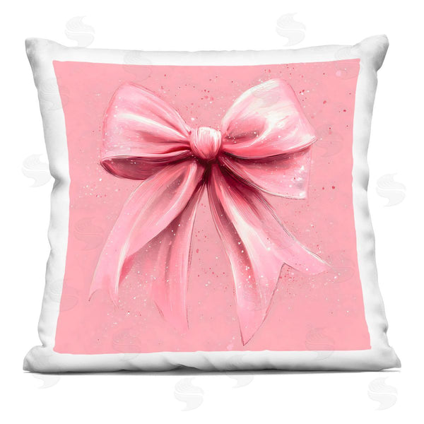 stupell industries Creative Studio | Big Pink Bow with Speckles Printed Throw Pillow