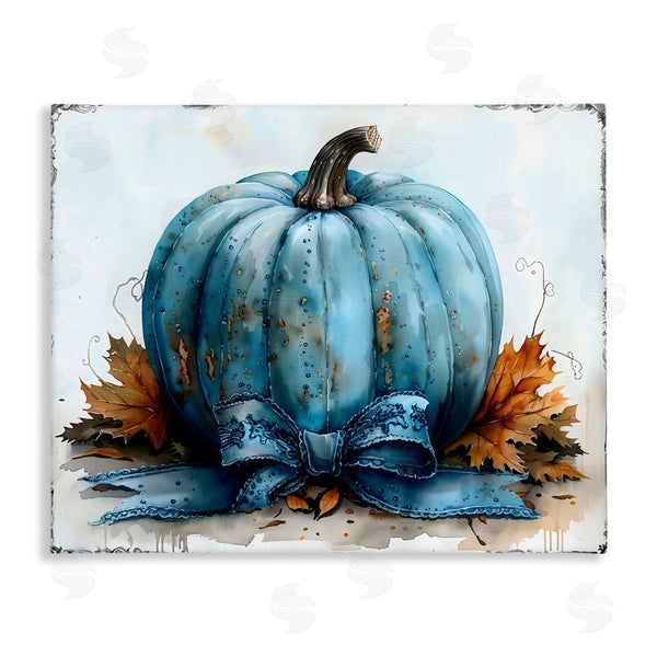 stupell industries Creative Studio | Blue Pumpkin With Bow Wall Art