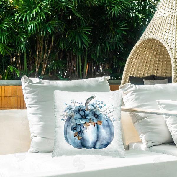 Stupell Industries Creative Studio | Blue Pumpkin With Flowers Printed Throw Pillow