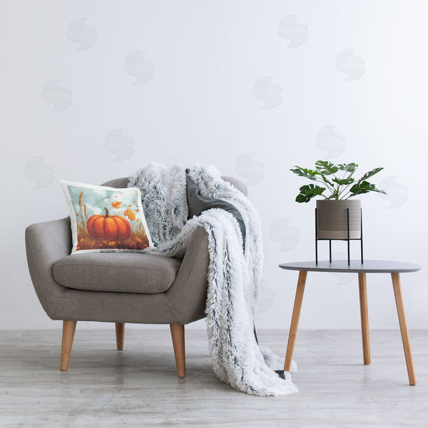 Stupell Industries Creative Studio | Bright Pumpkin & Falling Leaves Printed Throw Pillow