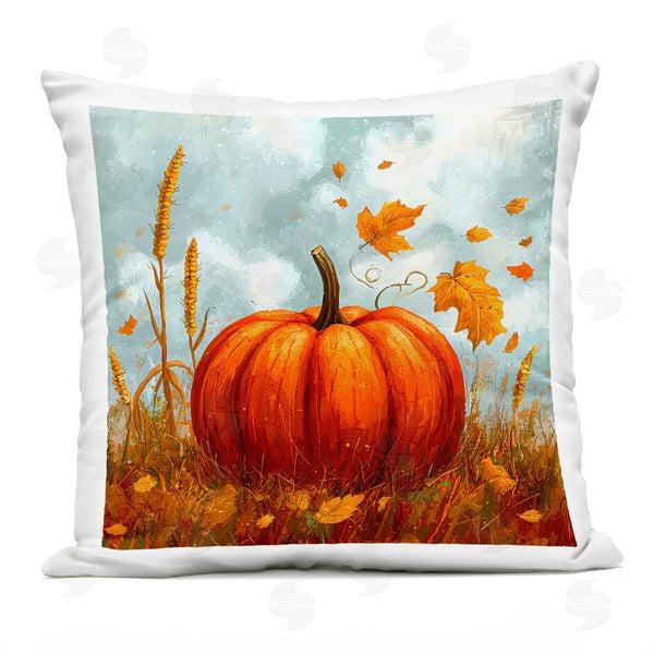 Stupell Industries Creative Studio | Bright Pumpkin & Falling Leaves Printed Throw Pillow