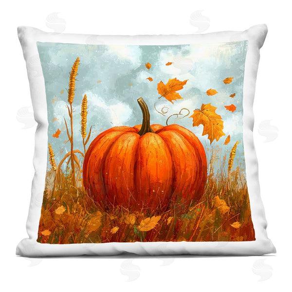 Stupell Industries Creative Studio | Bright Pumpkin & Falling Leaves Printed Throw Pillow