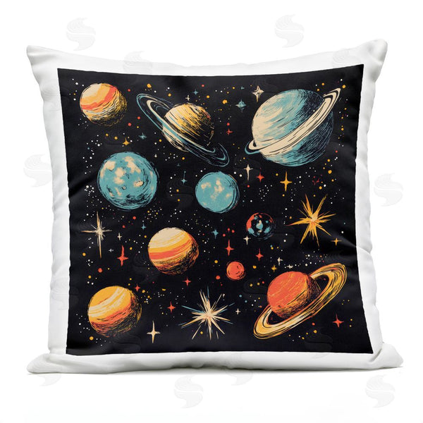 Stupell Industries Creative Studio | Colorful Retro Planets Throw Pillow