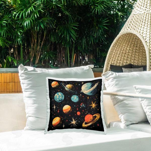 Stupell Industries Creative Studio | Colorful Retro Planets Throw Pillow