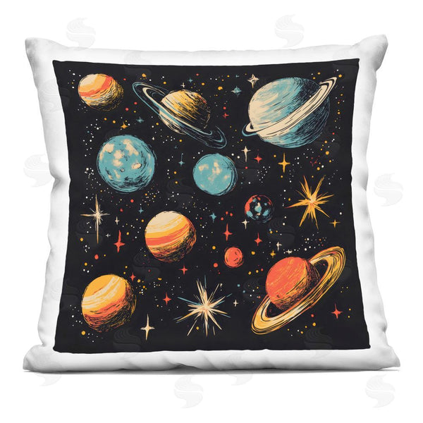 stupell industries Creative Studio | Colorful Retro Planets Throw Pillow