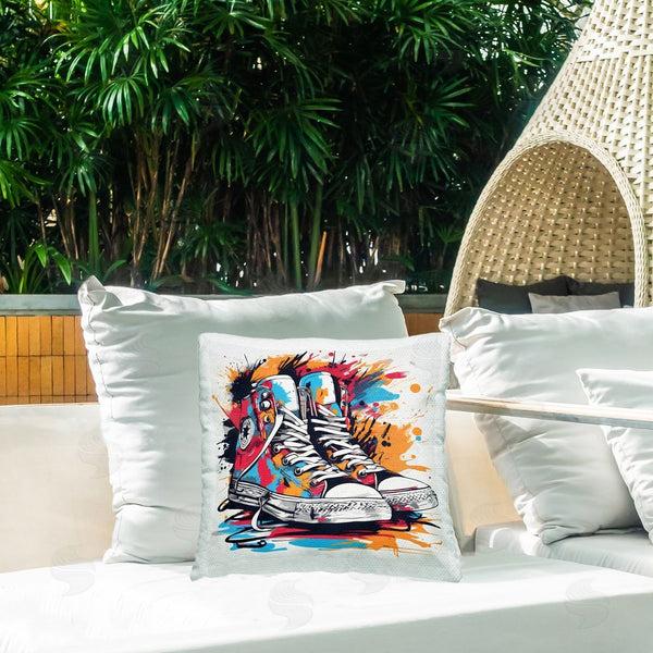 Stupell Industries Creative Studio | Colorful Sneakers Graffiti Splash Throw Pillow